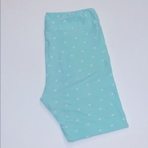 TC LuLaRoe Legging - Sea Foam w/ White Polka Dots